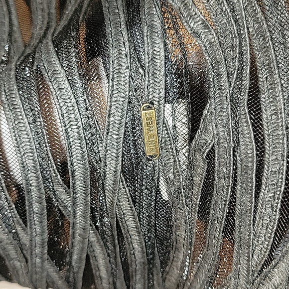 Nine West Black Straw & Mesh Wide Brimmed Hat - Picture 2 of 7